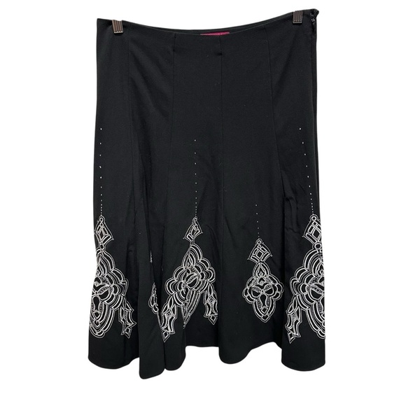 Sunny Leigh Dresses & Skirts - Sunny Leigh women’s pleated midi skirt black beaded boho whimsigoth size 8